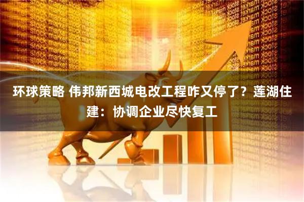 环球策略 伟邦新西城电改工程咋又停了？莲湖住建：协调企业尽快复工